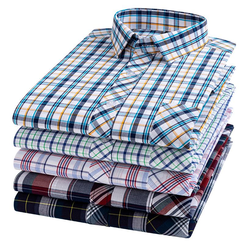New Cotton Plaid Casual Shirts For Men Long Sleeve Fashion Print Checked Regular Fit Mens Plaid Shirts Dress Daily Clothing Soft