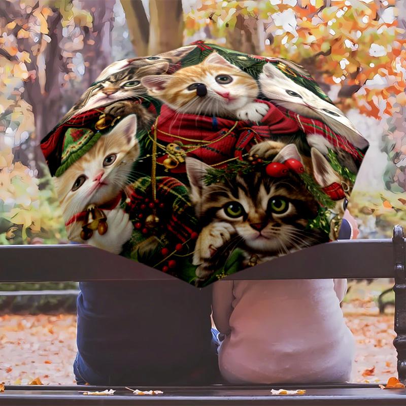 cartoon cat Printed umbrella windproof folding umbrella portable sun and rain umbrella suitable for gifting