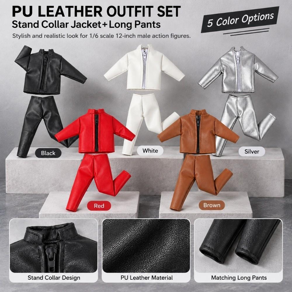 Handmade PU Leather Jacket Pants Suits  For 11.5 Inch Doll/for 1/6 Male Action Figure Dolls