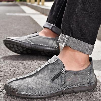 Spring New Men's Casual Leather Shoes Oversized Outdoor Low Top Casual Leather Shoes Men's Breathable Single Shoes