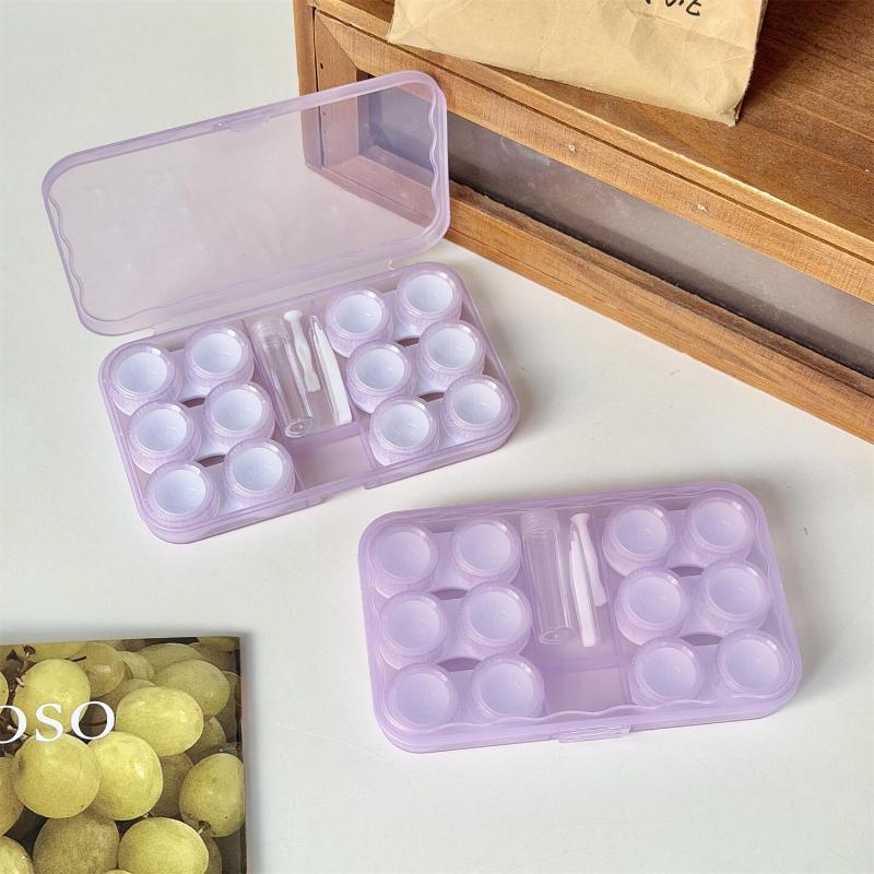 Transparent Fresh Portable Contact Lens Case Color Retro Morandi Companion Box Six Pairs Nursing Contact Lens Storage Box