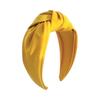 Women Headband Solid Color Knotted Sweet Wide Edge Fabric Wrap Hair Hoop Headwear Blue Fabric