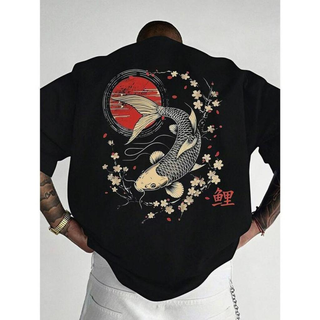 Koi Fish Sunset Print T Shirt Japanese Aesthetic Sweatshirt Nature Hoodie Cherry Blossom Tee Gift for Him or Her