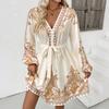 New Women's V-neck Paisley Print Dress Elegant Vintage Ethnic Retro Style