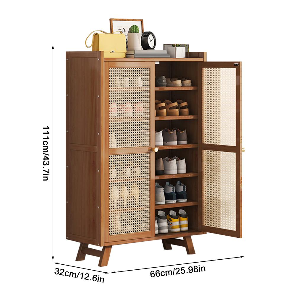 5/7-Tier Wooden Shoe Cabinet with Doors Shoe Storage Cabinet Rack Wooden Shoe Storage Shelves for Entryway Hallway Closet