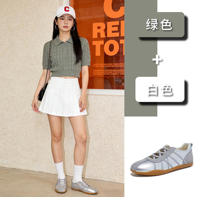 Leather retro cross-strap German training shoes women's summer new flat-bottomed Forrest Gump shoes casual versatile sports shoes