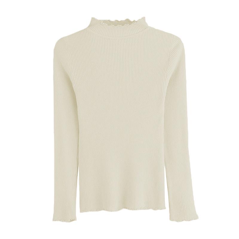 Women's Ruffle Half High Neck Long Sleeve Sweater - Early Spring & Autumn Style