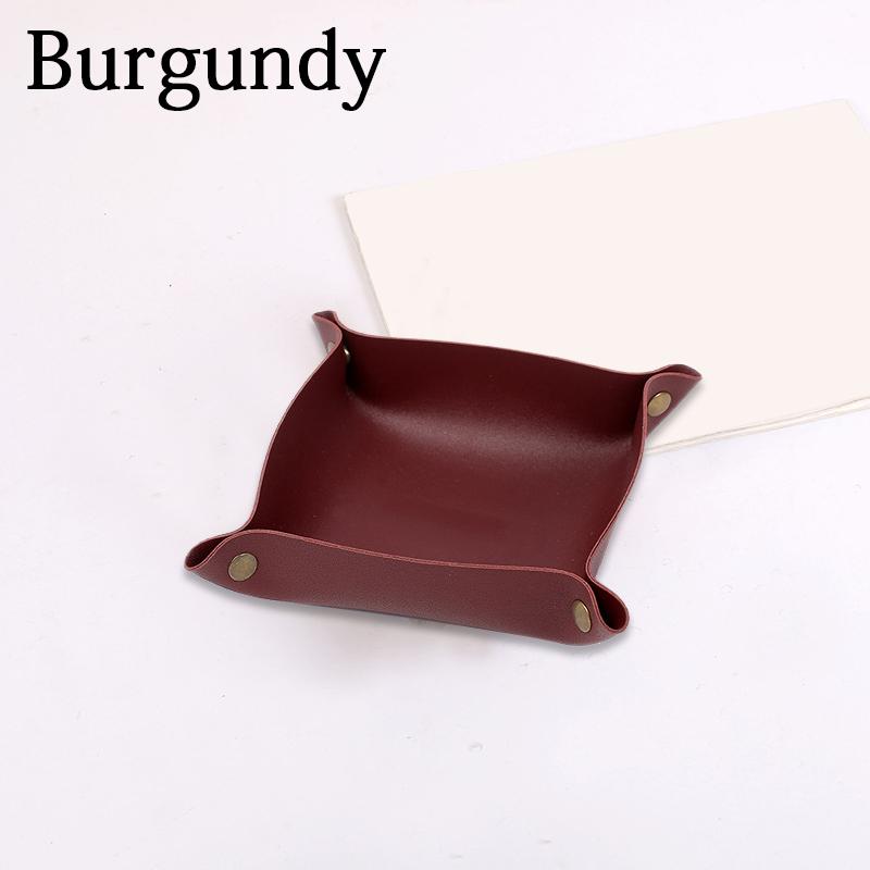 1PC Storage Box Storage Tray Home Decoration PU Leather Desktop Storage Portable