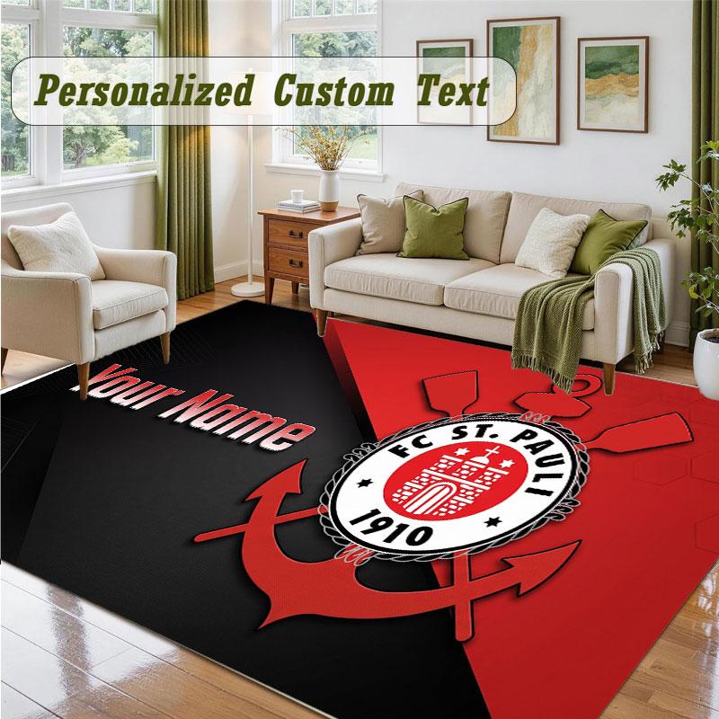 Crystal Velvet Square Rug Custom NameFC St. Pauli Pattern Non Slip Home Floor Decor Rug