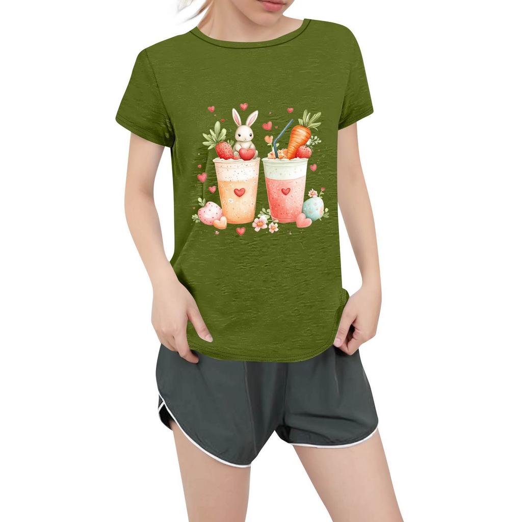 Dámské tričko s kulatým výstřihem pro volný čas s potiskem a krátkým rukávem