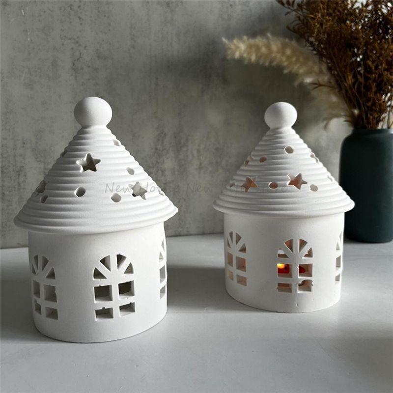 M-Modern-Round House Silicone Mold Tea Candle House Mold Lantern House Mold