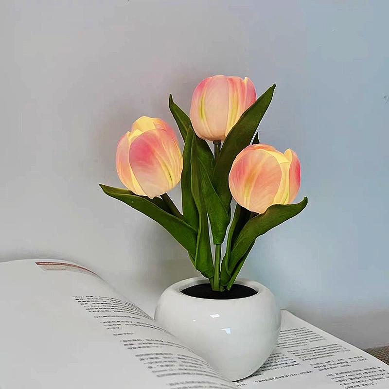 LED Tulip Night Light: Simulation Bouquet Lamp for Bedroom Decor