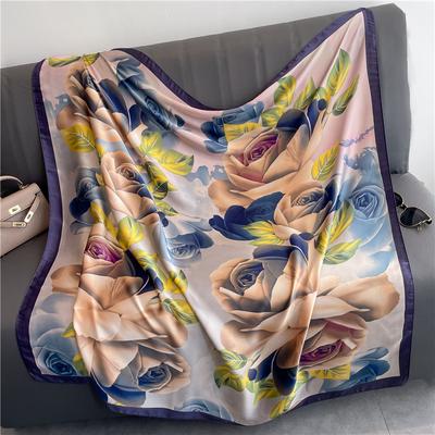 Four Season Style 110 * 110 cm Hedvábně hladký Šifrovaný brokát Velký čtvercový šátek Šátek Tenký šátek Cestovní opalovací krém