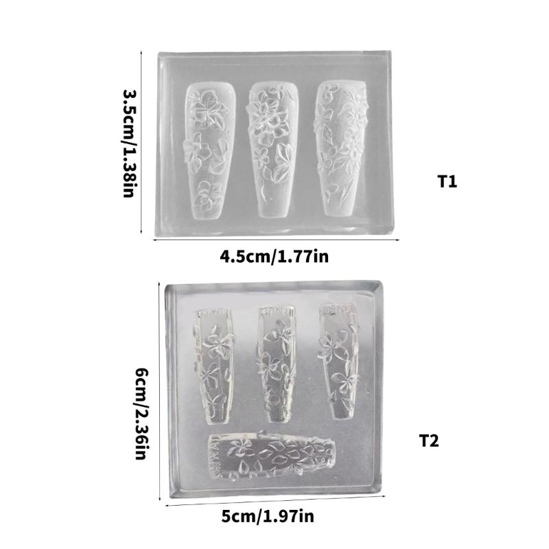 Easy Release Silicone Nail Stamp Molds Professional Manicure Patterns Moulds Stylish Embossed Nail Accessories Molds