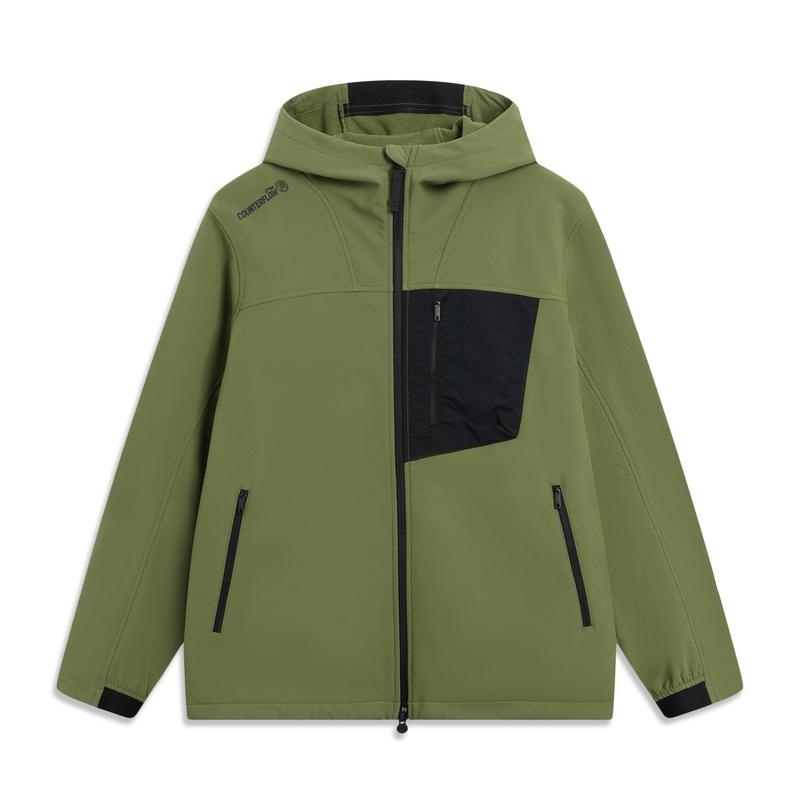 Li Ning Outdoor CF Tracing, Fleece Lined Thermal Water Repellent Loose Fit Coat Soft Shell Jacket Men s AFDVB37-4 3XL