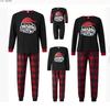 Qiylii Christmas Pajamas Set for Family Matching, Parent-Child Long Sleeve Letters Print T-shirt with Plaid Pants Loungewear
