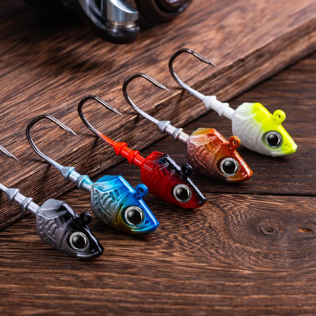 Goture Jig Head Lot de 25 têtes plombées 5 couleurs, têtes plombées Ajing Honey Shrimp Head, leurres de pêche en mer pour sébaste 7/10/14/21/28/32 g [Rangement inclus]