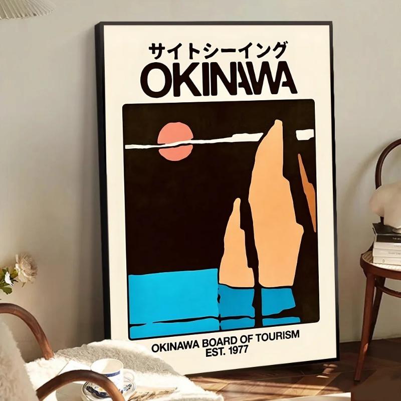 Okinawa Sakura Leinwand Wandkunst Druck Kunst Poster Retro Leinwandbild Zimmer Bar Café Wandmalerei