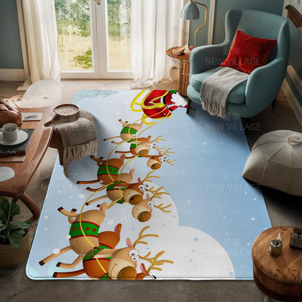 House Entrance Carpet Home Door Mat Living Room Bath Foot Bathroom Non-slip Water Absorption Rugs Bath Merry Christmas Winter