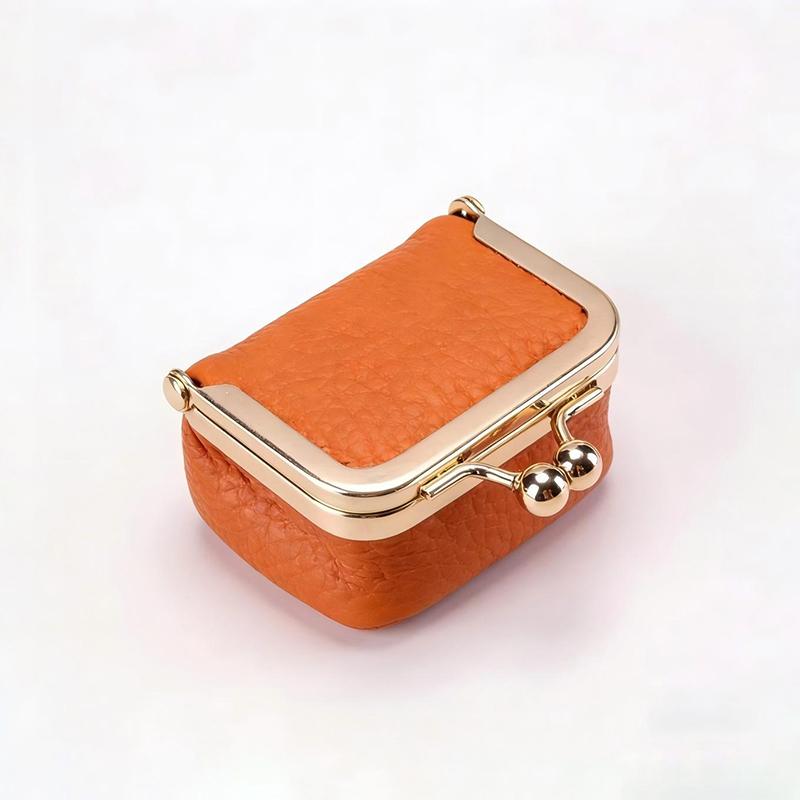 PU-Leder Kiss Lock Münzbörse Unifarbene Multifunktionale Mini Kleine Gegenstandstasche Schmucktasche Quadratisch Schlüssel Lippenstifte Ohrringe