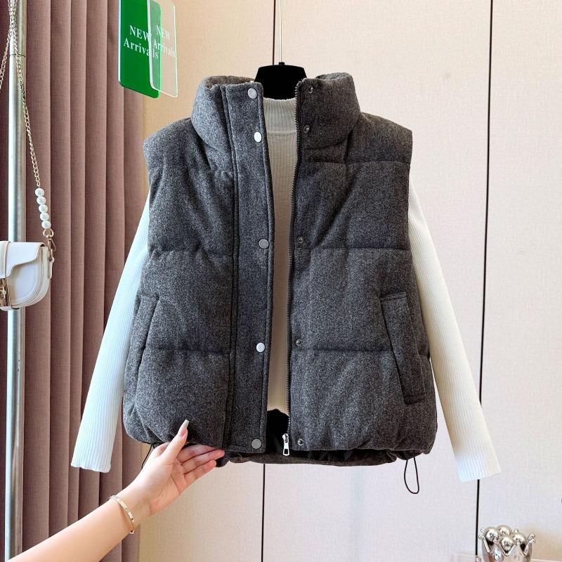 JPNTKY Women's Fashion Casual Fall Winter Solid Color Print Sleeveless Jackets & Coats Down Coats