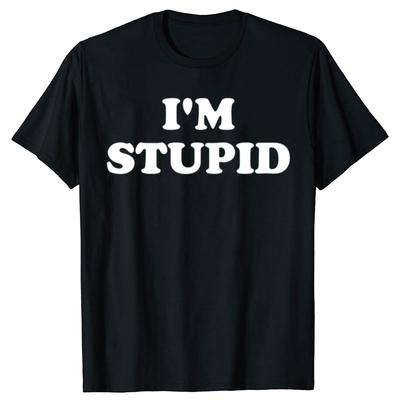 Engraçado Eu Estou Com Estúpido Engraçado Combinando Casais Sarcásticos Camisetas Masculinas Moda Casual Camiseta 100% Algodão Solta Oversized Camiseta