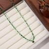 Colorful Retro Dopamine Rice Bead Necklace with Natural Stones and Thin Chain