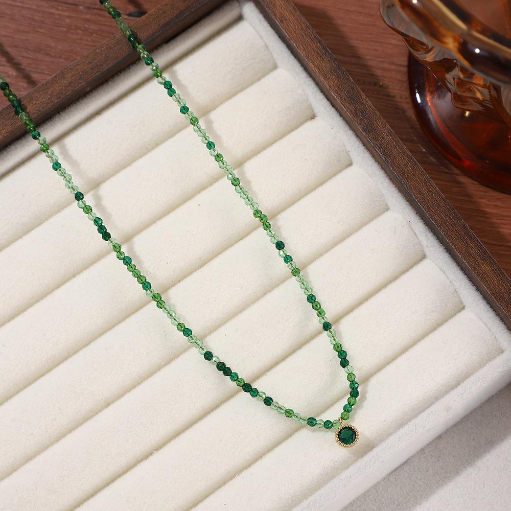 Colorful Retro Dopamine Rice Bead Necklace with Natural Stones and Thin Chain