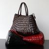 Light And Comfortable Small Folk Hand-woven Canvas Large Capacity Handbag Retro Leisure Top Layer Cowhide Vegetable Tanned Canvas Bag