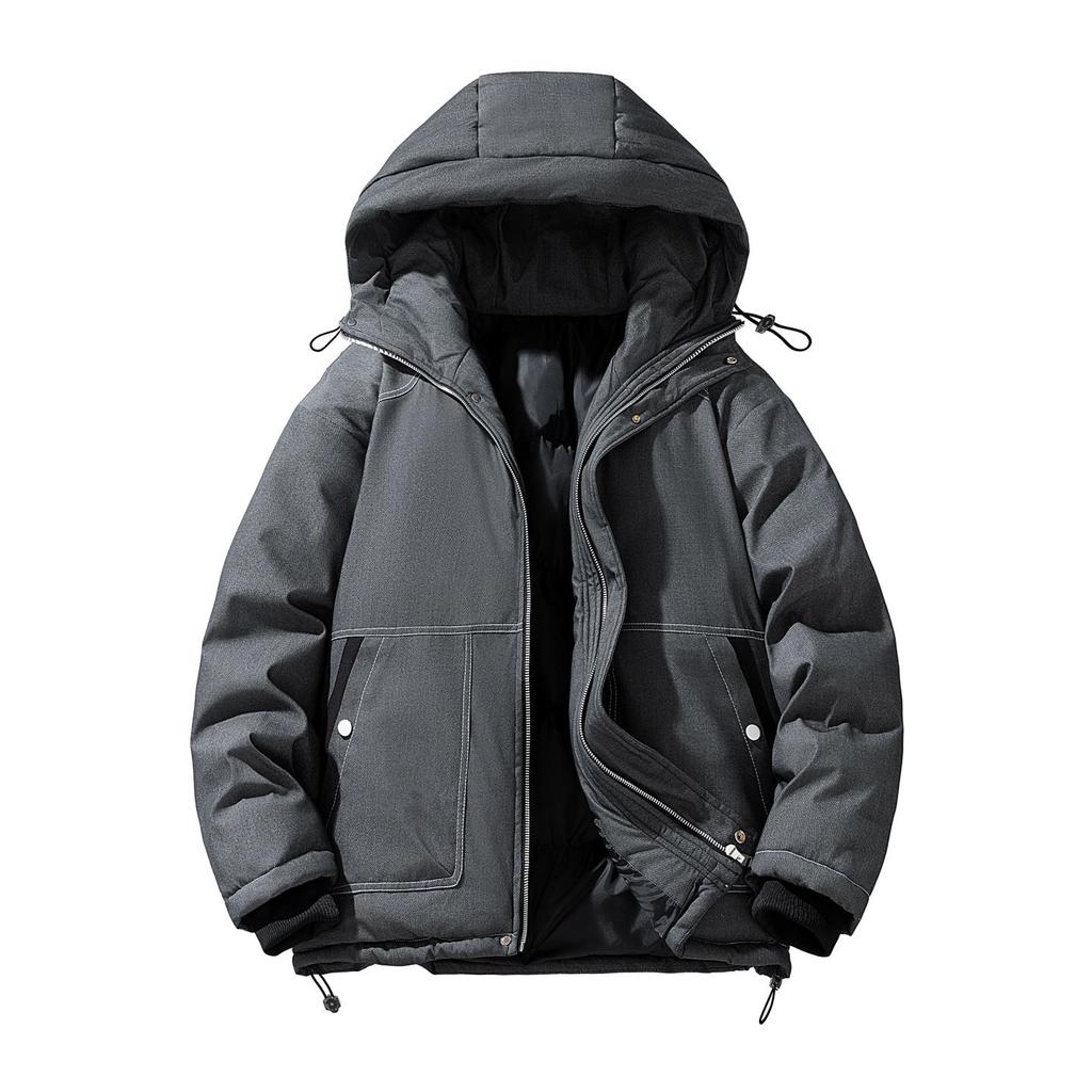 Kışlık Kaz Tüyü Pamuklu Mont, Sıcak ve Günlük, Bol Kesim Erkek Kapüşonlu Ekmek Montu, Pamuklu Mont, Günlük Pamuklu Mont