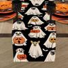 Halloween Polka Dot Ghost Dog Pumpkin Linen Table Runner Party Decor Reusable Kitchen Dining Table Runners Halloween Decoration