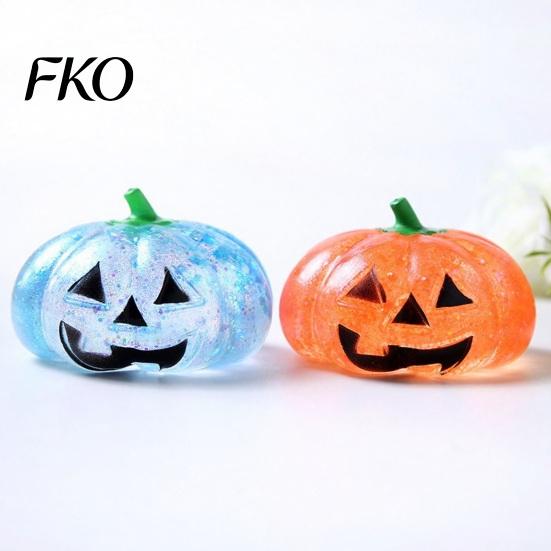 Měkké dýňové mačkací hračky 1/4 ks Halloweenská hračka na uvolnění stresu, Usměvavá hlava, Party drobnosti, Průhledná třpytivá hračka na kancelářský stůl pro zmírnění úzkosti, Pomalý odraz
