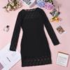 Womens Sexy Slim Lace Long Sleeve Dress Solid Color Daily Party Travel