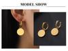 Cazador Minimalist Circle Round Pendant Drop Earrings for Women Stainless Steel Fashion Earrings Party Jewelry Birthday Gift