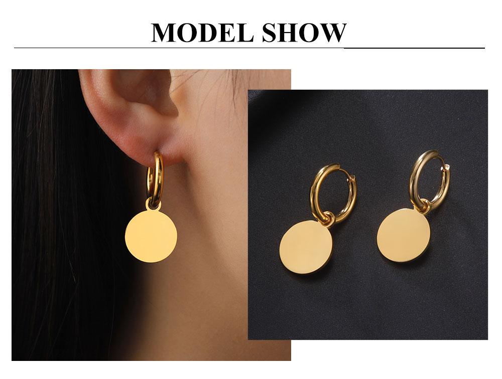 Cazador Minimalist Circle Round Pendant Drop Earrings for Women Stainless Steel Fashion Earrings Party Jewelry Birthday Gift