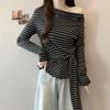 Korean Style One-Shoulder Long-Sleeve Knit Top for Autumn