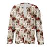Women's Fashion Christmas Printed Long Sleeve Knitted Cardigan Button Down Jacket