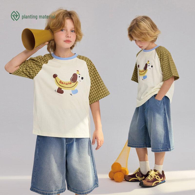 Zhimu Boys  Cartoon Print Raglan T-Shirt 130