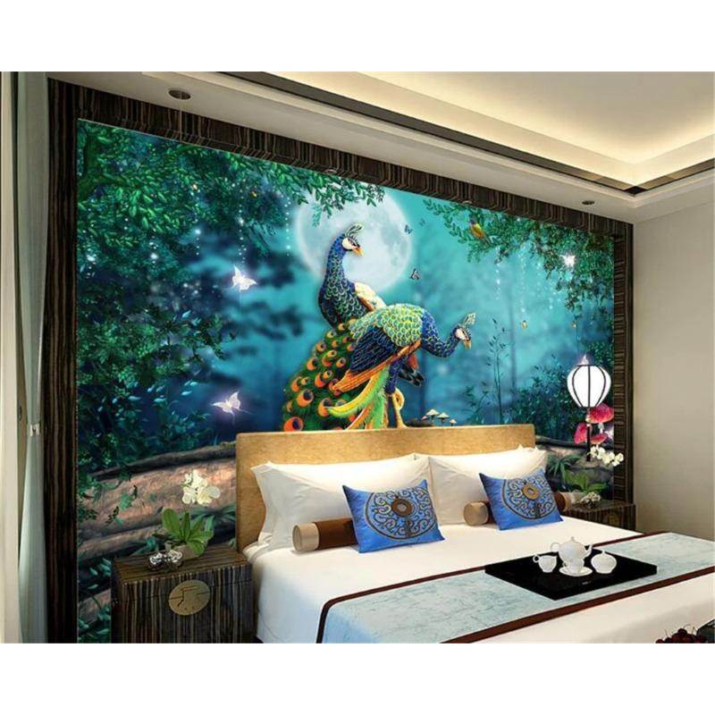 Wallpaper 3d Peacock Wallpaper Tree Background 3d Mural Living Room Bedroom Tv Background Wall Painting Home Decoration