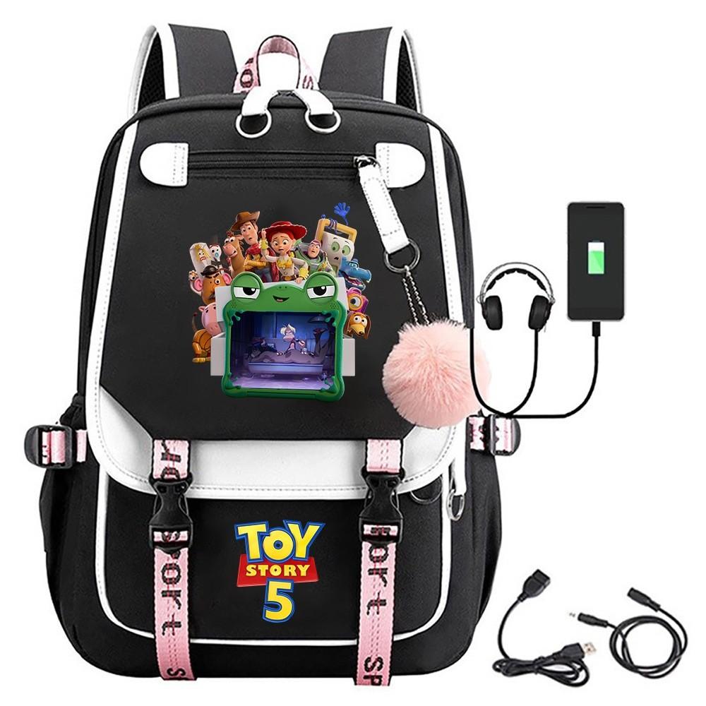 Toy Story 5 Printed Canvas Backpack With Breathable Design For Middle School Students And Travel