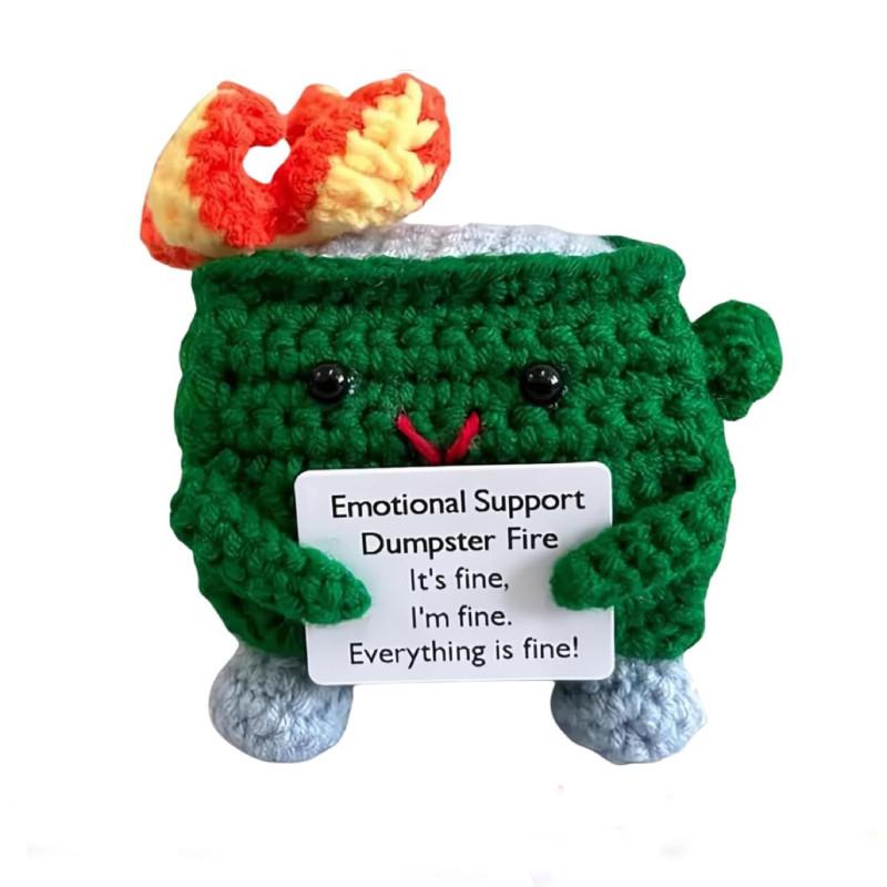 Adorable Handcrafted Crochet Emotion Support Plush Garbage Bin Decorative Figure Gift In Vibrant Colors For Modern Home Decor