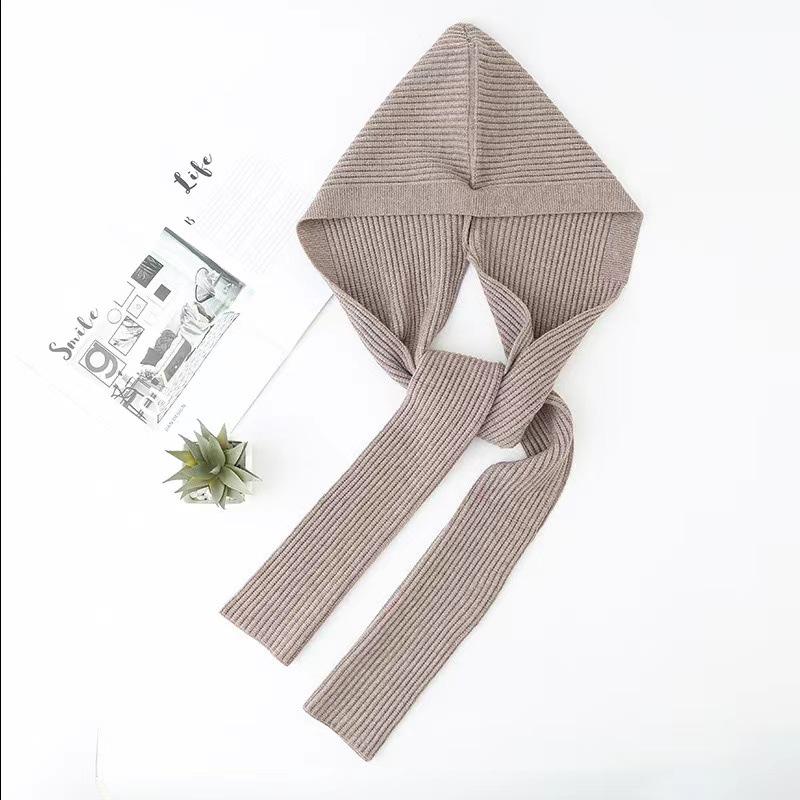 

Женская вязаная шаль-пончо с капюшоном и шарф: Двусторонний шарф в корейском стиле для тепла осенью/зимой Over 175cm