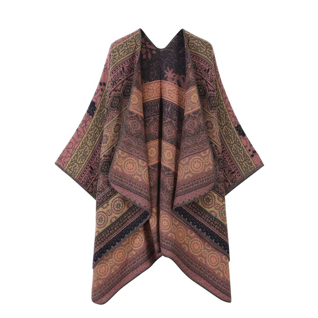 Women's Ethnic Shawl: Northwest Travel Cape, Thick Warm Scarf Cloak