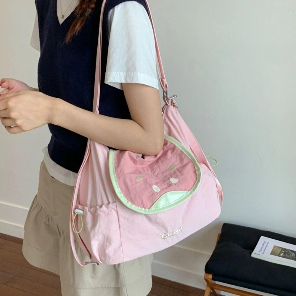 Fashionable Dopamine Color Fruit Nylon Backpack Korean Style Large Capacity Cloth Messenger Bag Tote Bag Creative Book Bag Women