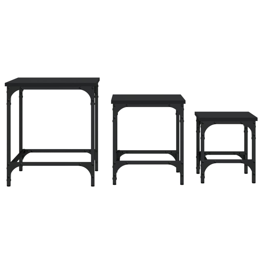  Coffee Tables, One Under the Other, 3 Pcs., Black