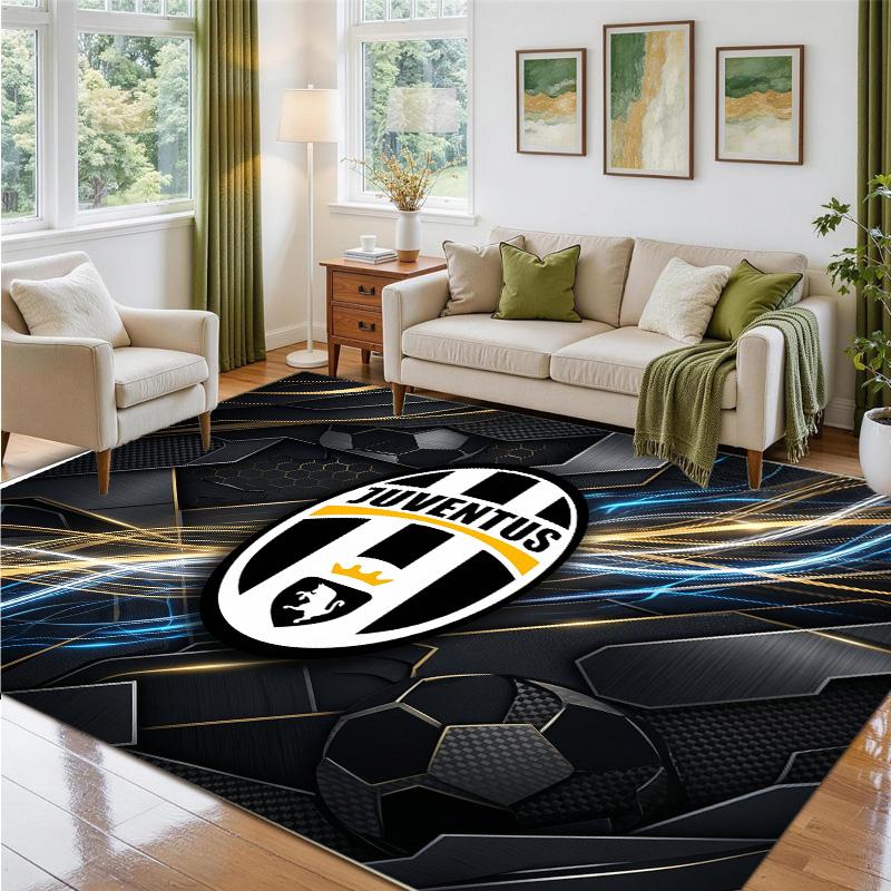 Juventus FC Design Crystal Velvet Rug Soft Decorative Mat for Bedroom Entrance