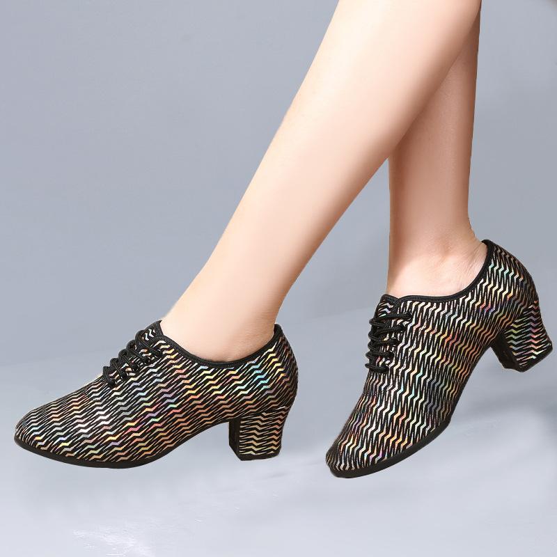 Ladies Adult Dance Shoes Professional Soft-soled Exercise Mid-heel Body Dance Shoes