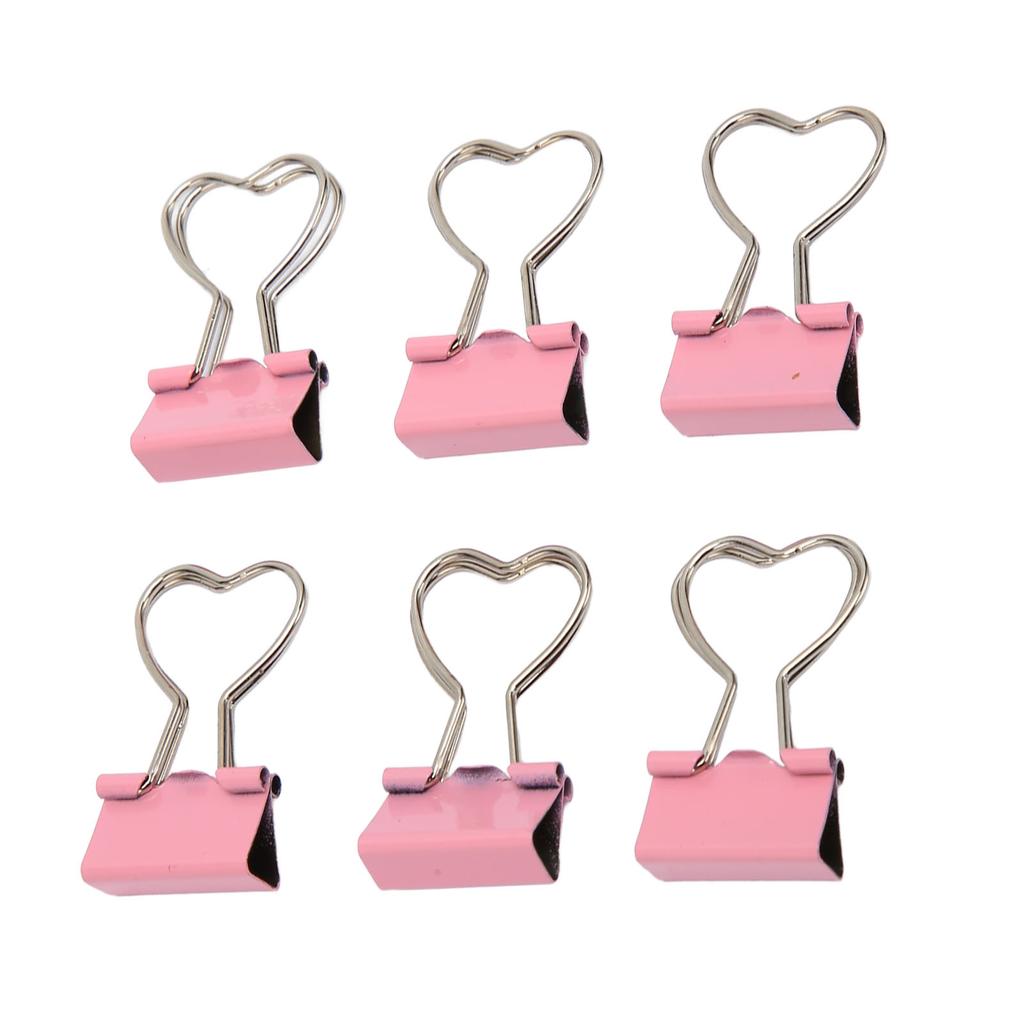 60pcs Binder Clips with Heart Shaped Handle Pink Strong Clamping Force Paper Binder Clips for Tickets Clothes