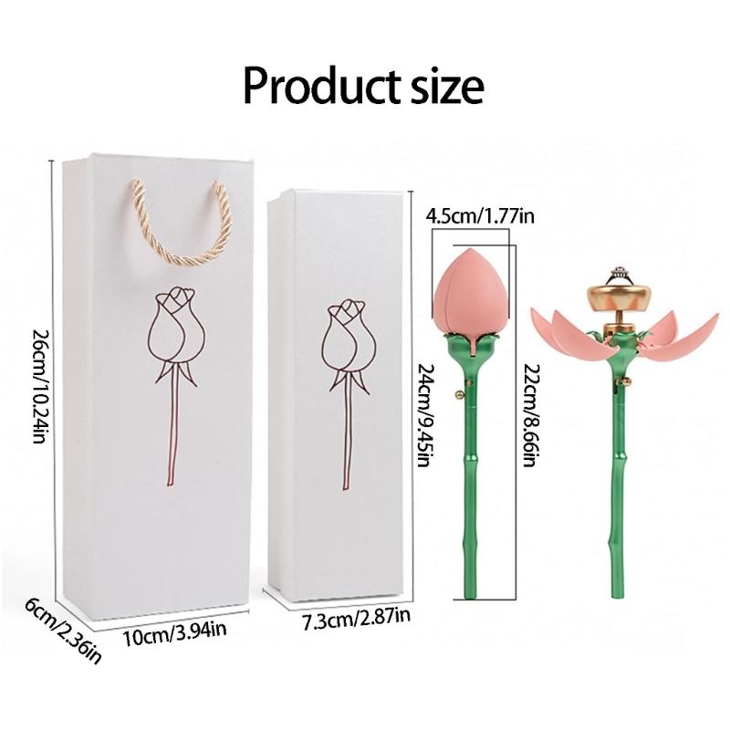 Automatic Opening Rose Shape Jewelry Box Jewelry Rings Organizers Suitable for Rings and Pendants with Elegant Design