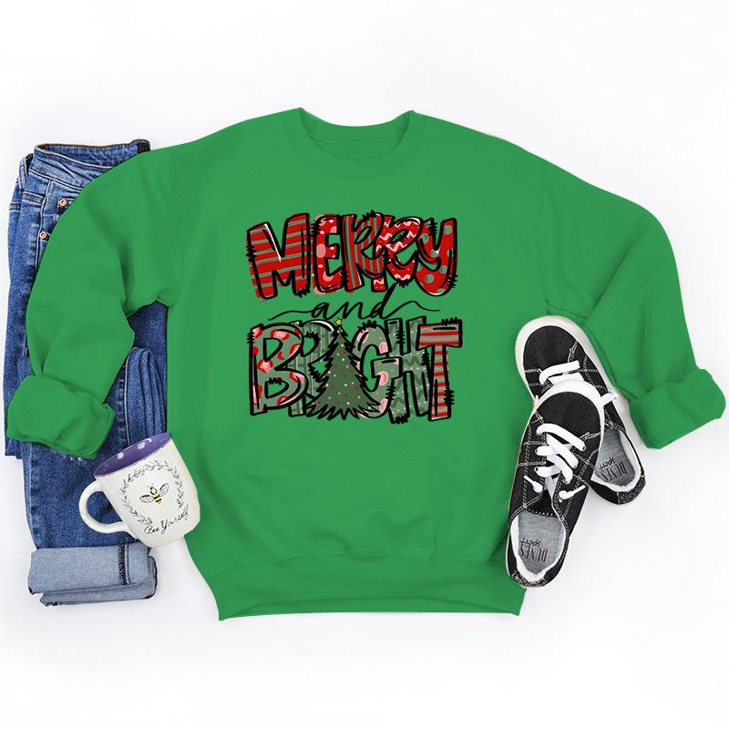 Christmas Merry And Bright Print Sweatshirts For Women